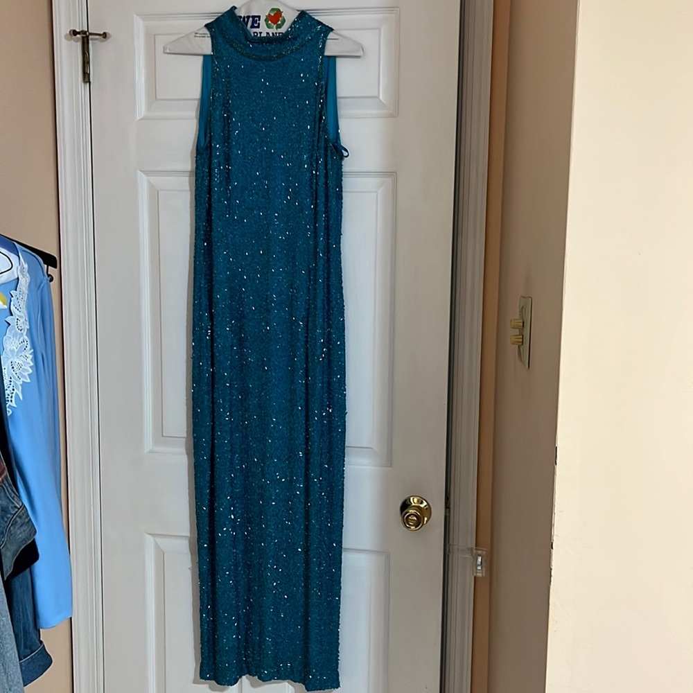 Vintage formal beaded dress sleeveless. Blacktie by Oleg Cassini size 10